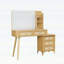 Coiffeuse 47 po avec miroir, lumières, 5 tiroirs et tablette de rangement rétro, design rotin, luminosité réglable, naturel-133475640