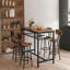Ensemble de table 5 pièces à hauteur de comptoir avec tablette de rangement et 4 tabourets, style bar, brun chaud et noir