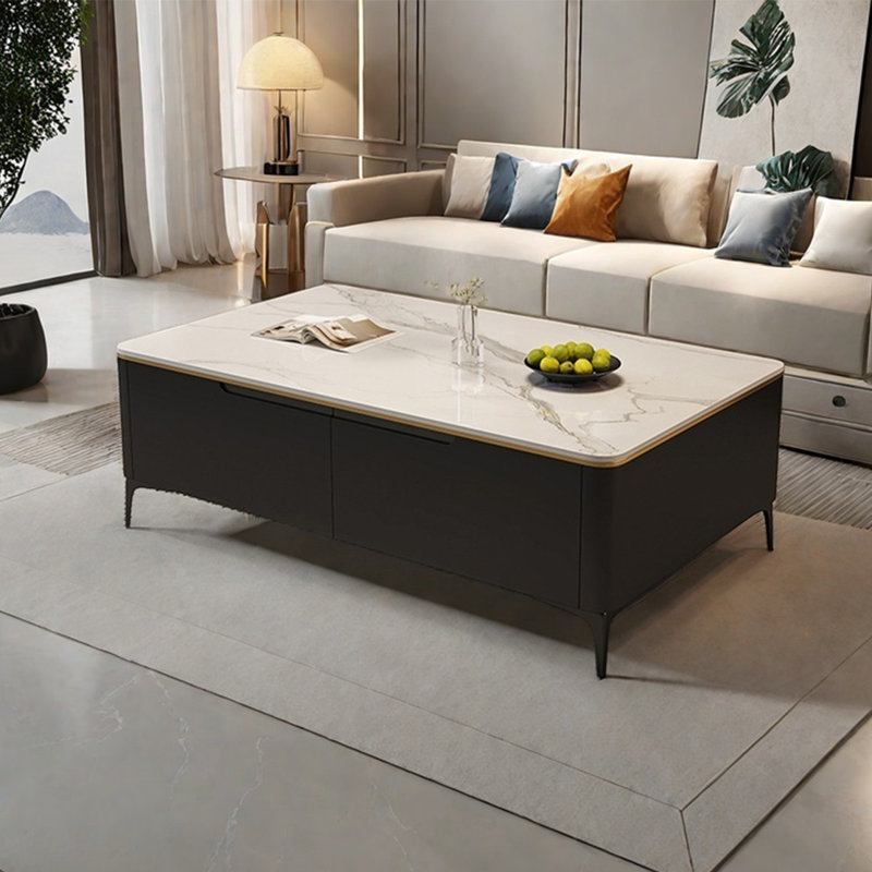 Italian rectangular SLATE coffee table, 16.5" H x 39.4" L x 19.7" W