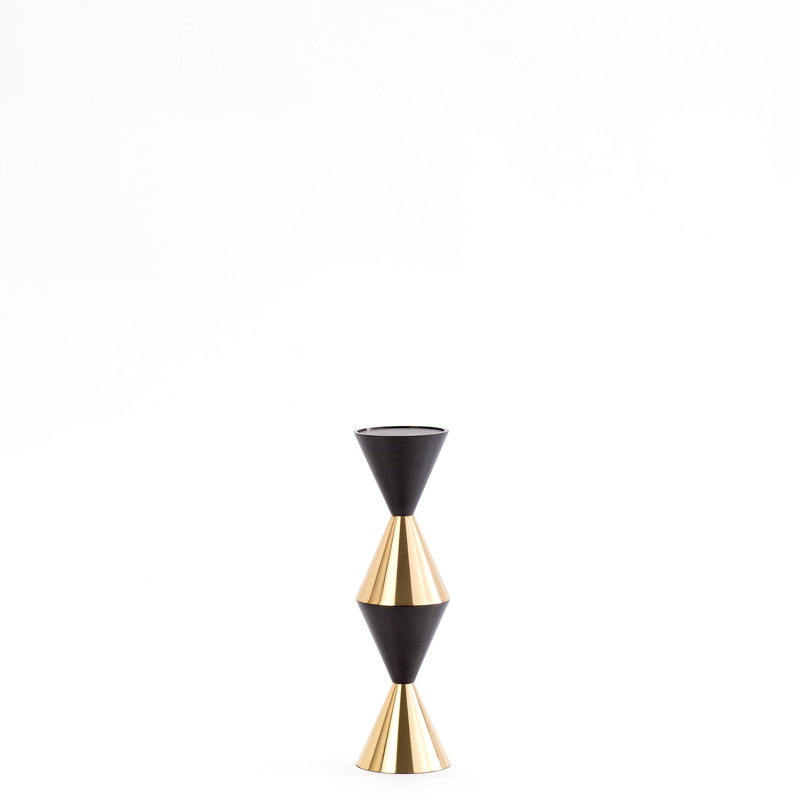 Porte-bougie italien en diamant Sm, Bronze / Laiton