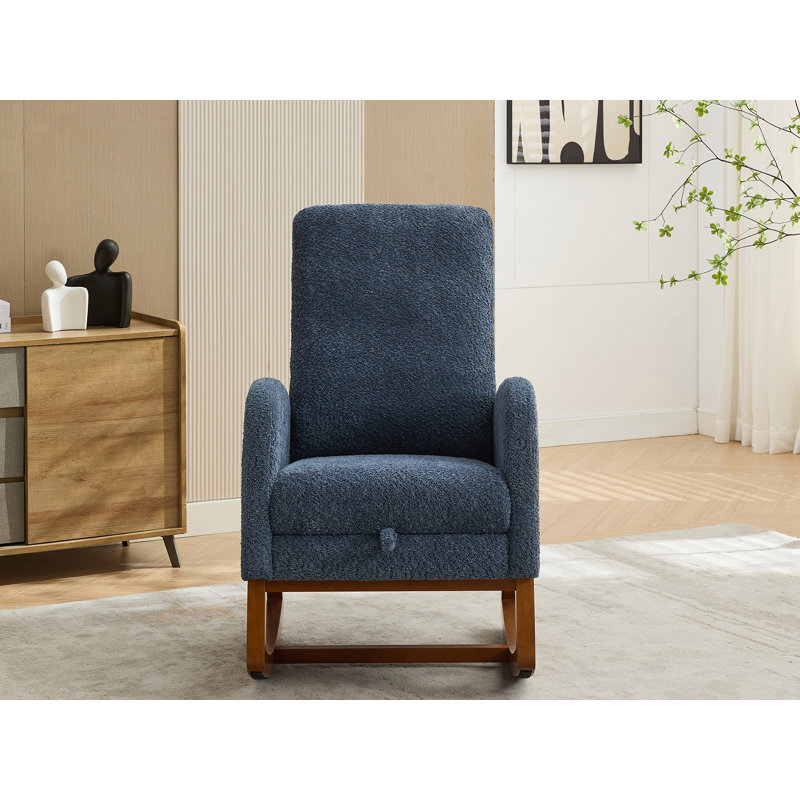 Chaise berçante rembourrée avec repose-pieds rétractable, Marine