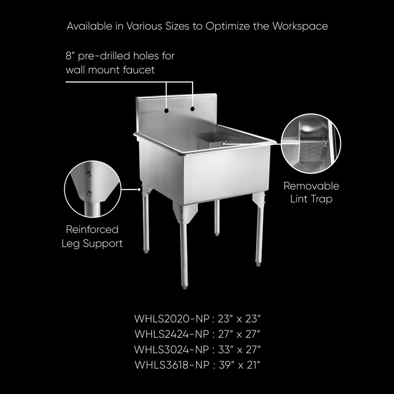 Pearlhaus 39" L x 21" W Free Standing Service Sink