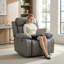 Canapé de salon gris en cuir respirant, fauteuil inclinable avec accoudoirs épais, dessous avec éclairage DEL ambiant, angle réglable