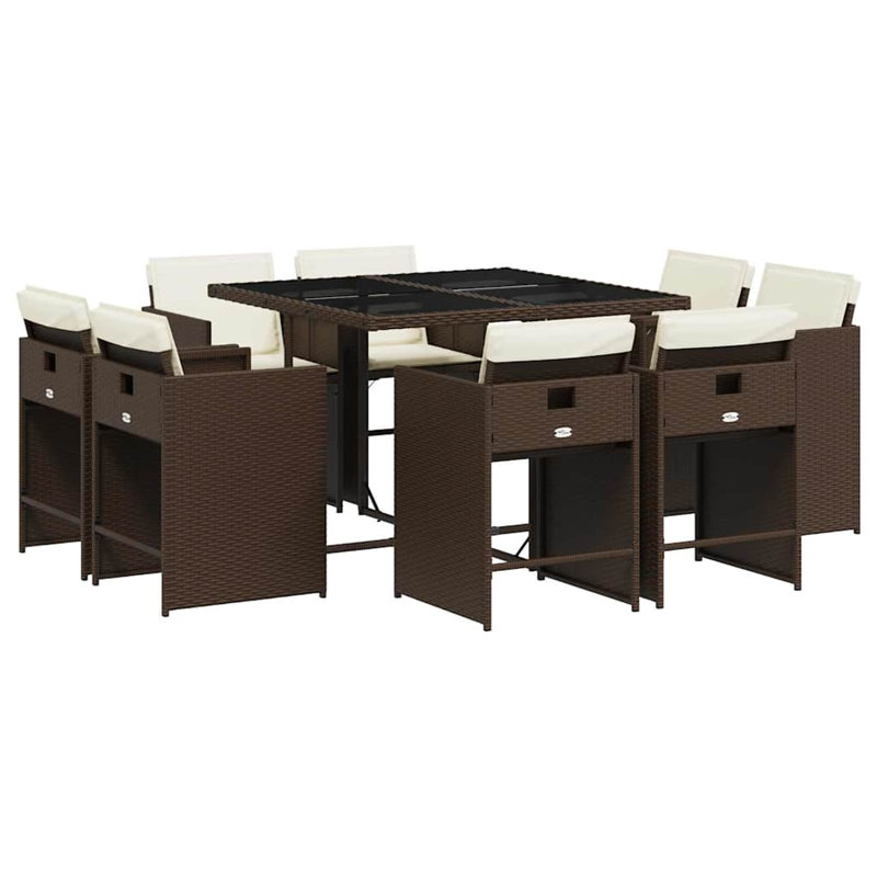 Patio Dining Set Table,, Cream White, 73cm H x 110cm W x 106cm D, Brown