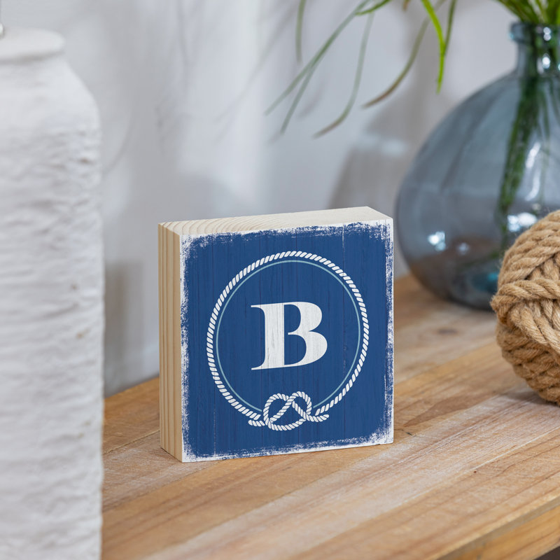 Coastal Wooden Plock Monogram Nautical 6" B