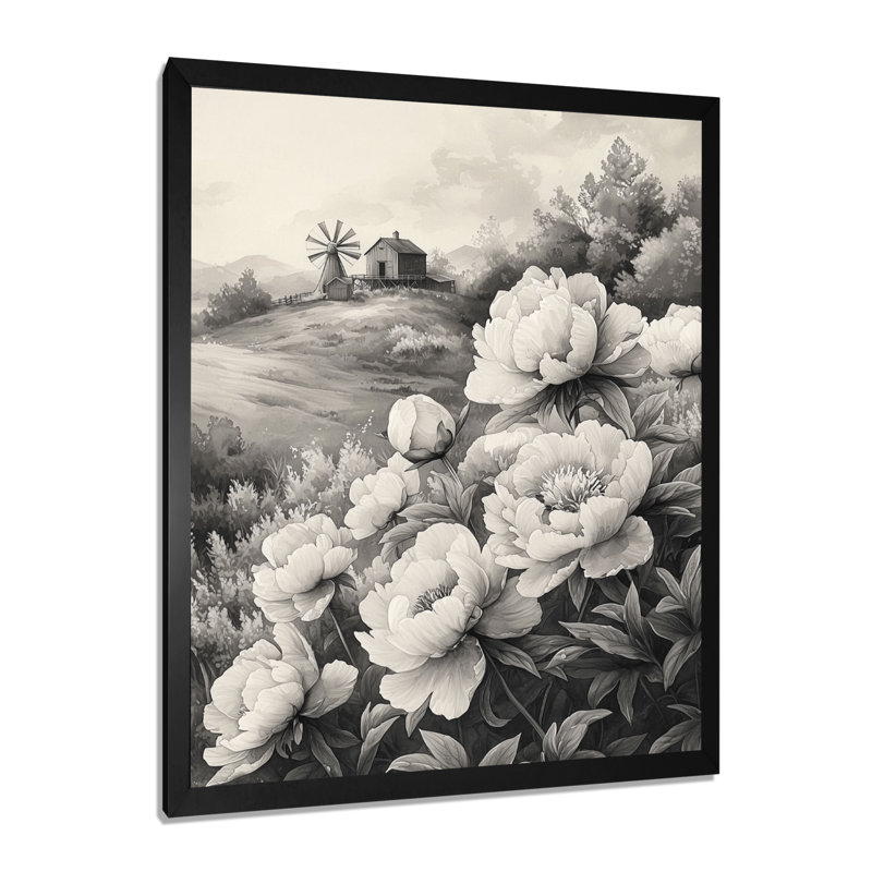 Edmundson - Art mural sur toile florale, H 20 po x l 12 po, Reproduction encadrée d'une seule photo, Noir