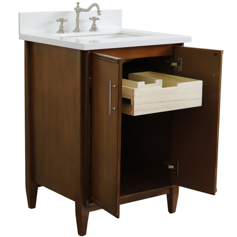 25'' Single Bathroom Vanity with Top, White