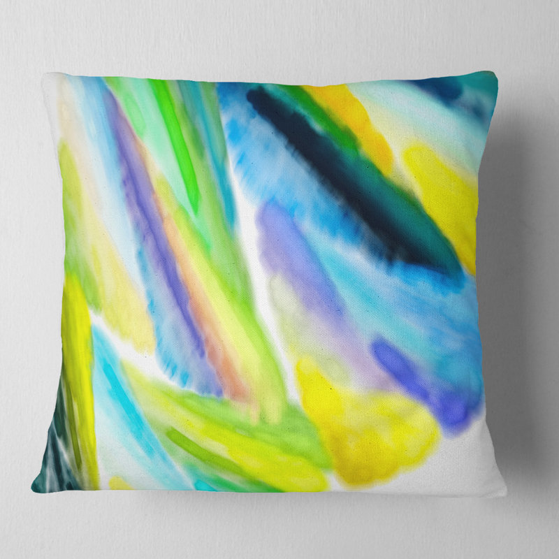 Vibrant Brushstrokes - Coussin imprimé abstrait, 18 po x 18 po, Coussin décoratif, Vert