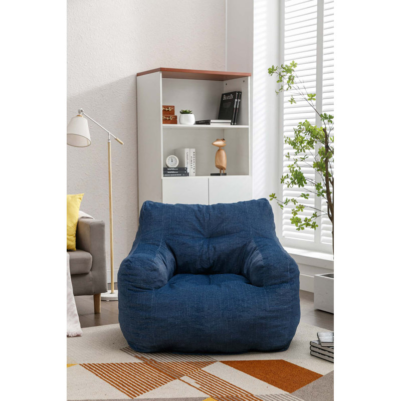 Fauteuil à billes en velours doux rembourré d'éponge à mémoire de forme, Velours bleu