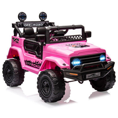 Les enfants montent sur une voiture de camion avec la télécommande des parents, une voiture électrique à roue électrique de 12 V pour les enfants