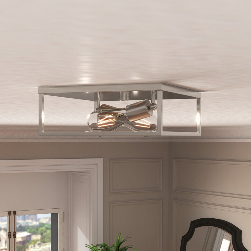 Plafonnier encastré 2 lumières Chaya, Nickel brossé
