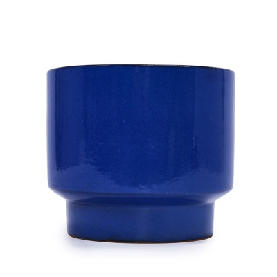 3 Pieces Ceramic Flowerpot In Antique Blue , Practical Option For Different Spaces With Frost - And Drainage Hole Planter Color, Versatile Various Settings Reinforced Structure