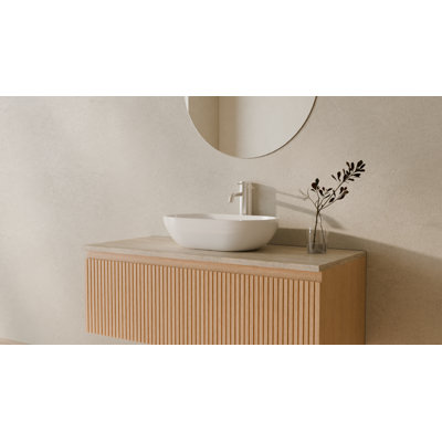 Lavabo de salle de bain vasque ovale en résine 22 po x 12,5 po Badeloft blanc brillant WB-02-G