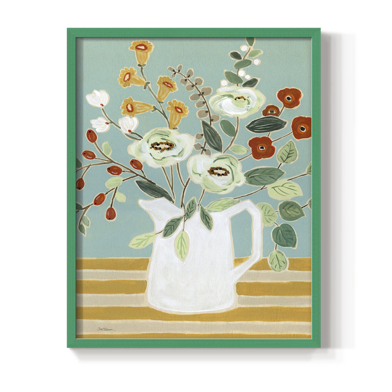 «Joyful Blossoms II», reproduction encadrée - bois massif, H 15 po x l 12 po, Vert