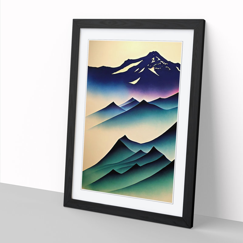 Bridlington Glacier Airbrush - Picture Frame Print, Black, 64cm H x 46cm W x 2cm D