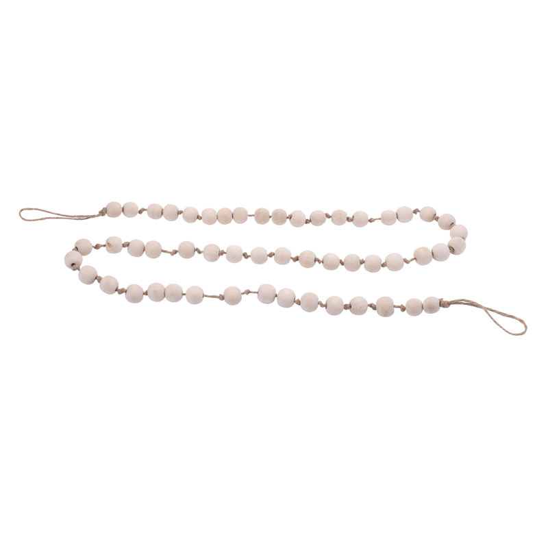 Guirlande de perles en bois (ensemble de 2), Beige, 5.08'