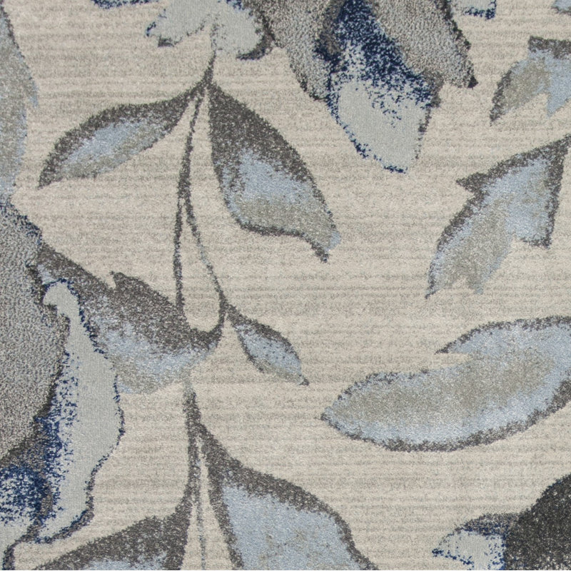 Blue and Gray Floral Vines Area Rug, Rectangle 9'10" x 13'2"