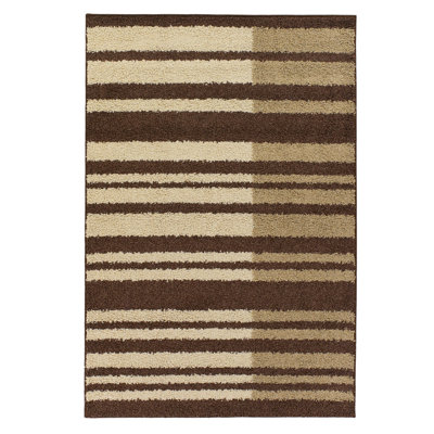 Tapis d'intérieur en polypropylène rayé beige Tyris