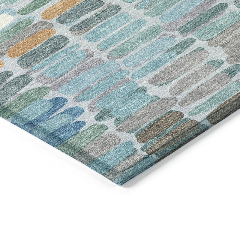 Tapis abstrait lavable à la machine intérieur / extérieur ACN2349, Tapis de couloir 2 pi 3 po x 7 pi 6 po