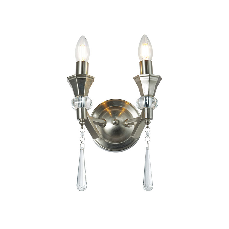 Eddings Candle Wall Light, Satin Chrome