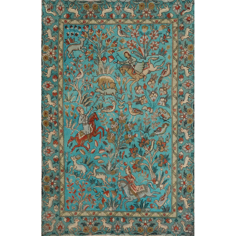 Tapis oriental traditionnel bleu 4 pi