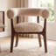 Fauteuil d'appoint rembourré en tissu bouclé de 62 cm de large avec pieds en bois massif, style moderne du milieu du siècle-1589872913