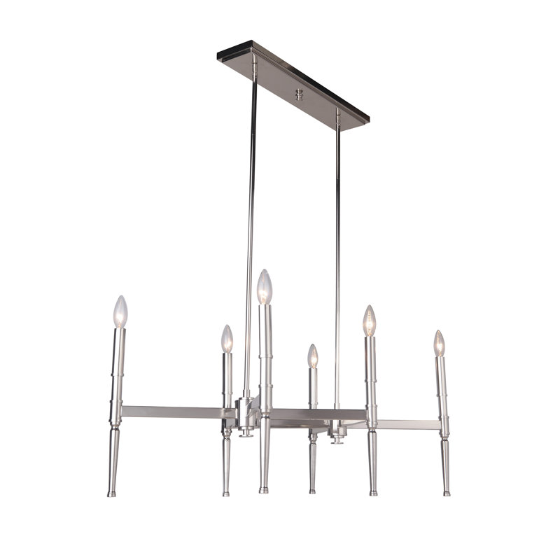 Lustree linéaire 6 lumières spoutnik modern Quinlan, Nickel poli