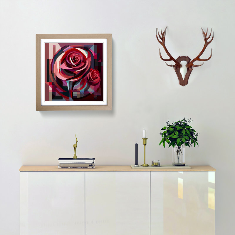 Rose Constructivism No.1 - Framed Print, Oak