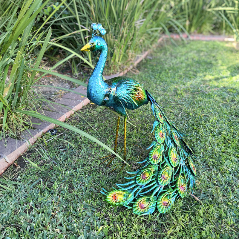 Metal Standing Peacock Statue