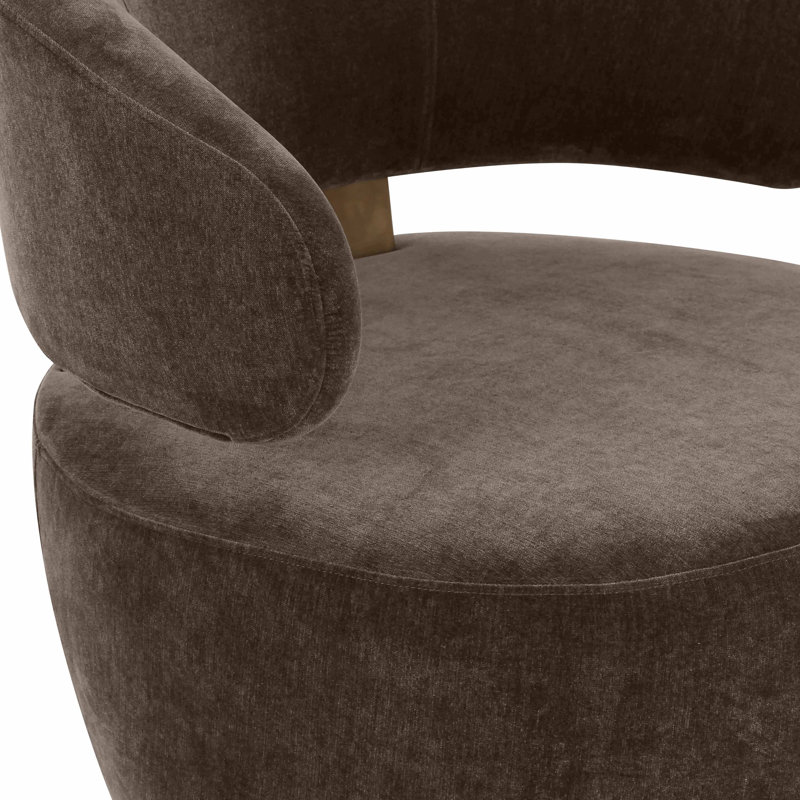 Upholstered Barrel Chair, Brown Polyester