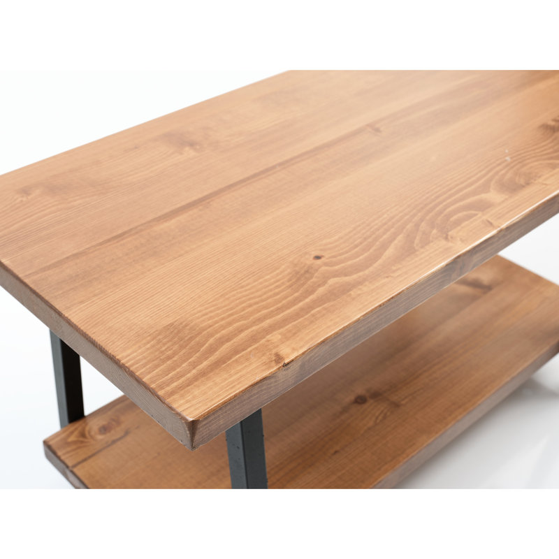Table basse de salon rustique en bois massif avec tablette, 39 po x 20 po 21 po, noyer, thème rustique, pour