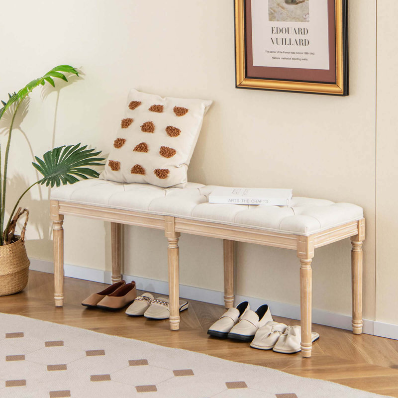 Banc rembourré en polyester Melvern, Beige