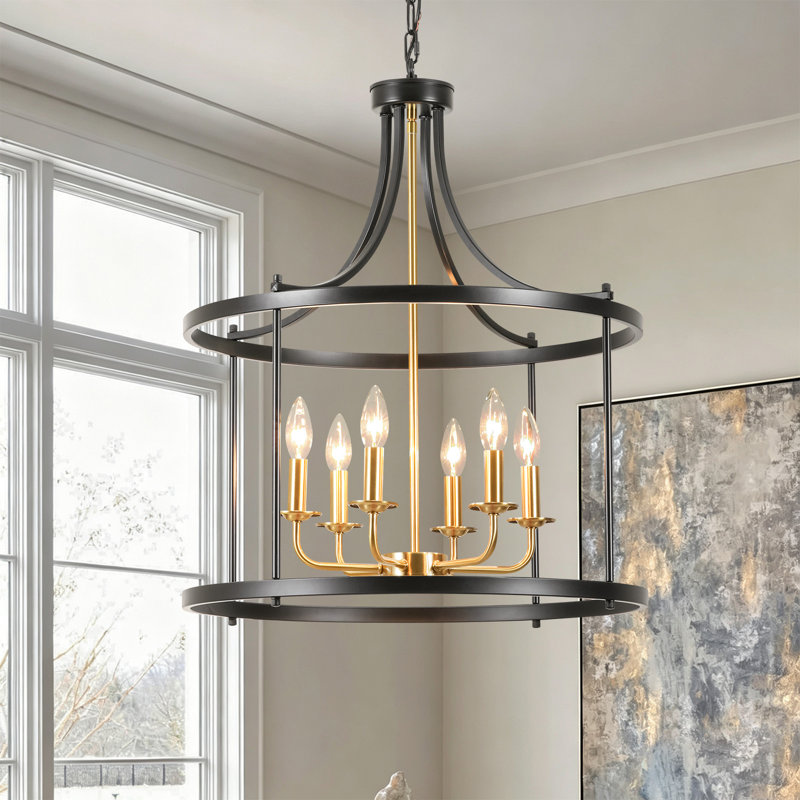 Lustre cage rectangulaire en fer 6 lumières Raventon