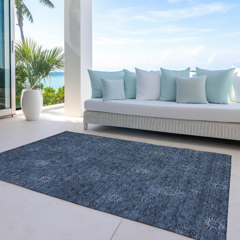 Malchow Flatweave Washable Floral Indoor / Outdoor Rug, Rectangle 8' x 10'