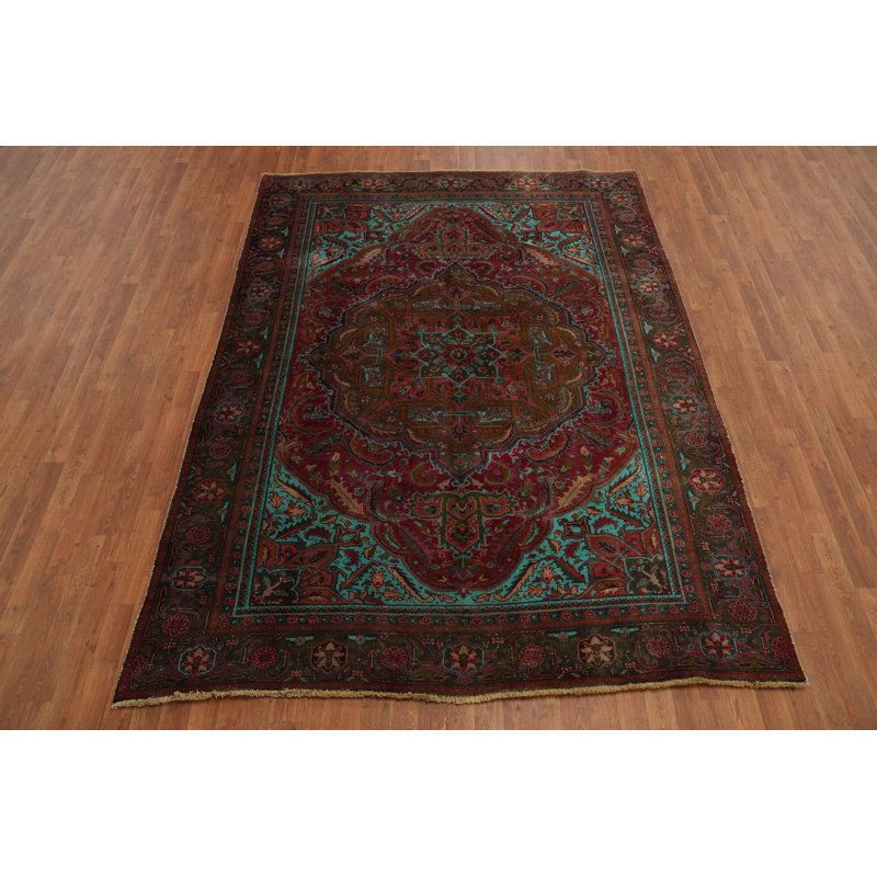 Tapis oriental traditionnel rétro en laine 7 x 9