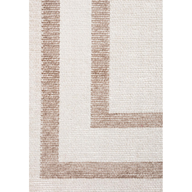 Traditional Solid With Frame Trim Border, Rectangle 6'7" x 8'3"