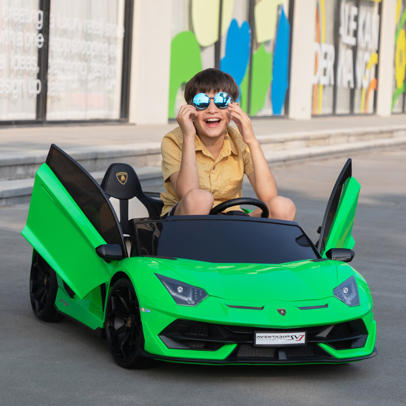 24V Green Lamborghini Ride-On Car with Dual Motors and Remote Control