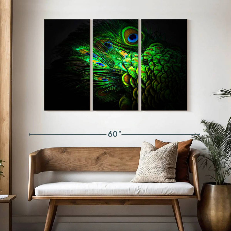 Brampt Emerald Peacock Feather, 32" H x 50" W