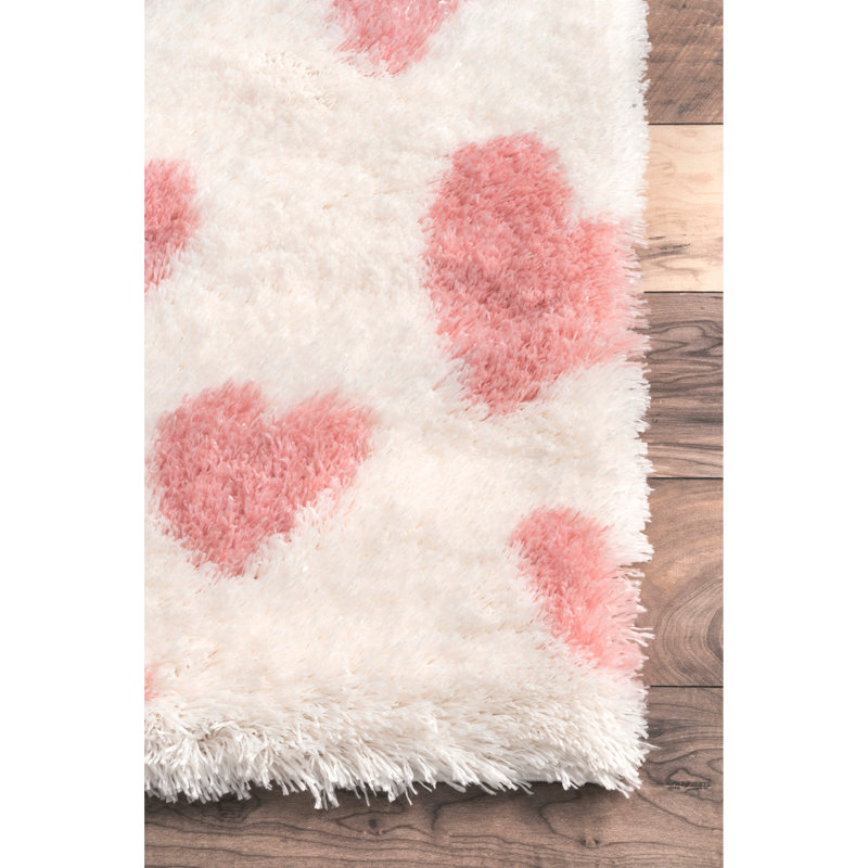Tapis rose / blanc Becky, Rectangle 3 pi 3 po x 5 pi