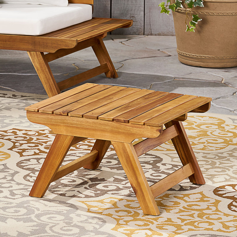 Outdoor Side Table With Open Slat Design, Teak