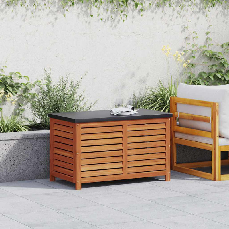 Garden Storage Box Reddish-Brown Solid Eucalyptus Wood Medium Outdoor Storage Chest