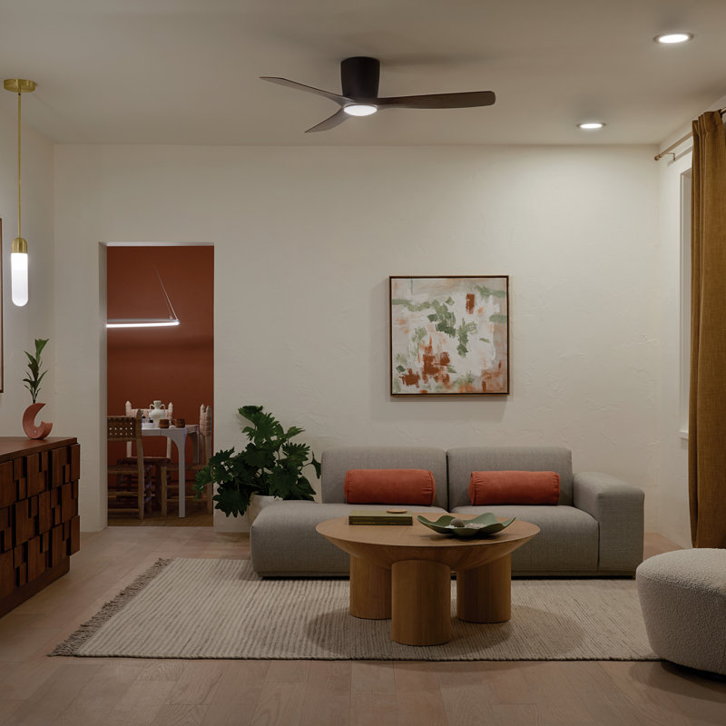 Volos 54'' Ceiling Fan with LED Lights, Satin Natural Bronze/Walnut