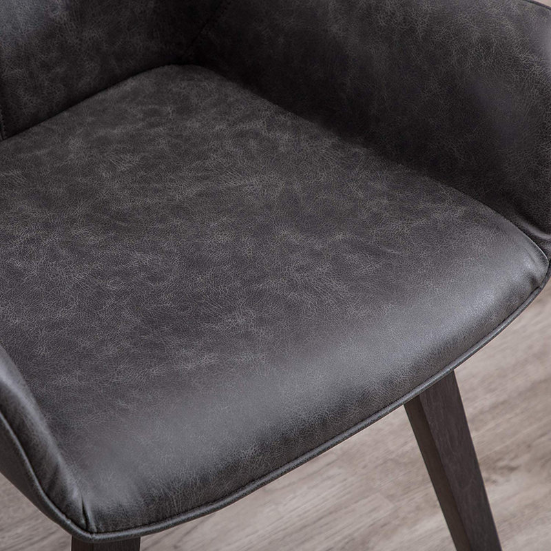 Chaise avec accoudoirs rembourrée Abubaker, Chêne noir, Anthracite, 2