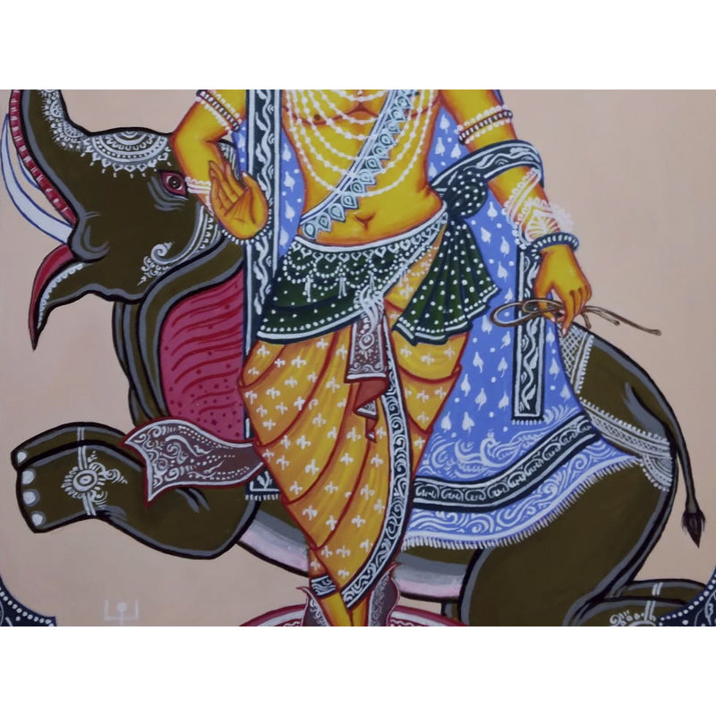 Dev Shilpi Vishwakarma - peinture de Kalighat | Acrylique sur papier | Par Subhankar Pramanik