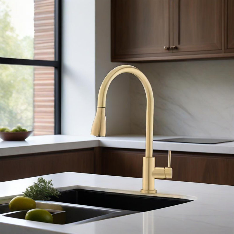 Robinet de cuisine rétractable avec pulvérisateur en acier inoxydable 