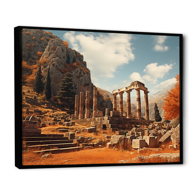 Grèce Grèce Mythos II sur toile, H 30 po x l 40 po x P 1,5 po, Cadre flottant noir