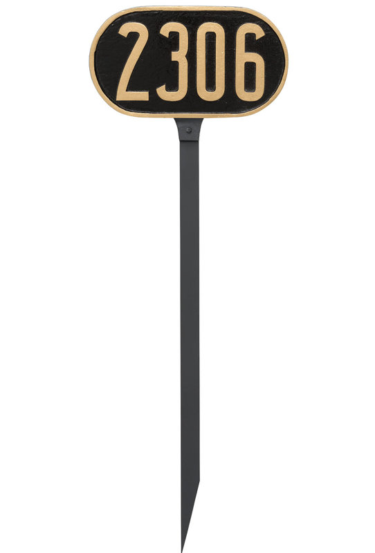 Plaque d'adresse sur une ligne oblongue, Noir / or, Oui
