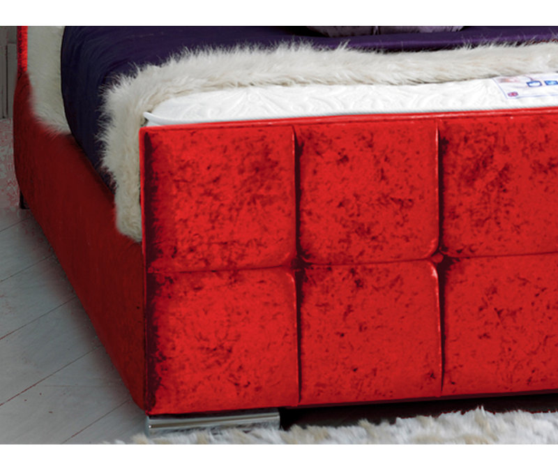 Margaux Upholstered Bed, Single (3'), Red Crush Velvet