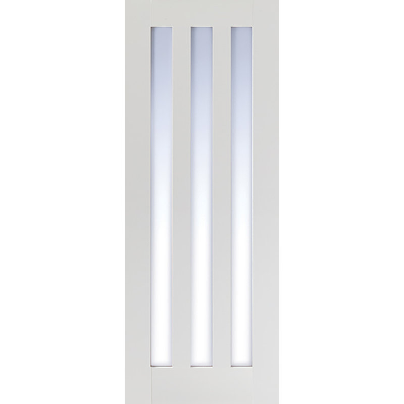 Utah 3L Clear Glazed Primted White Internal Door, 198.1cm H x 68.6cm W x 3.5cm D