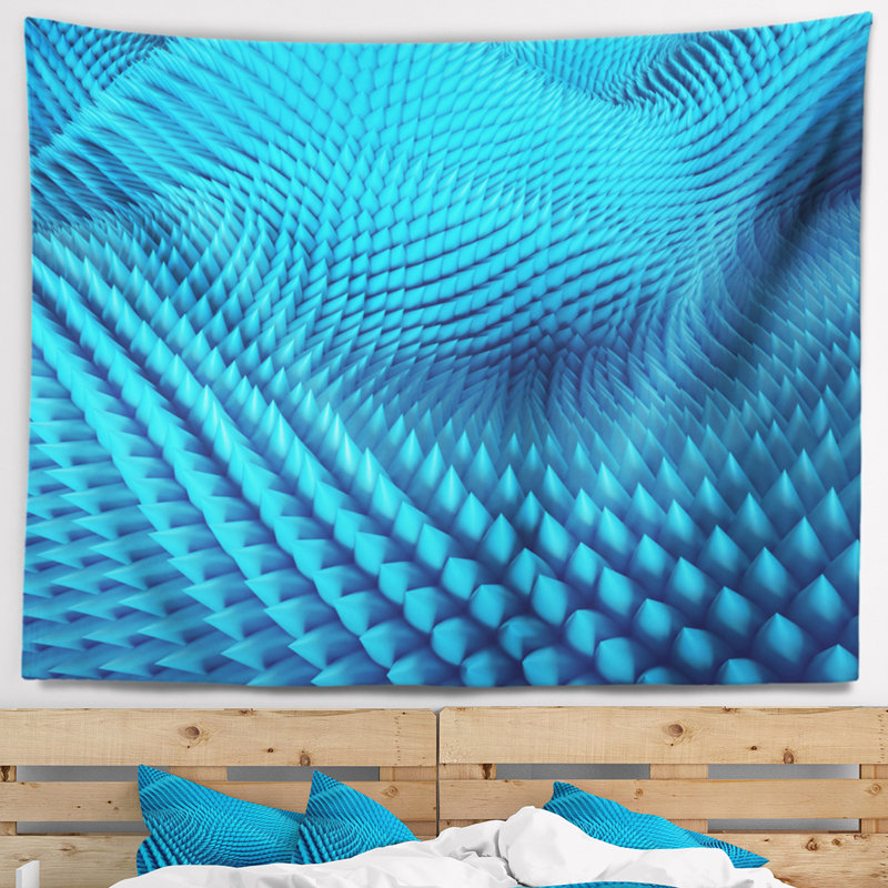 Abstrait abstrait bleu tapissé, H 78 po x l 92 po
